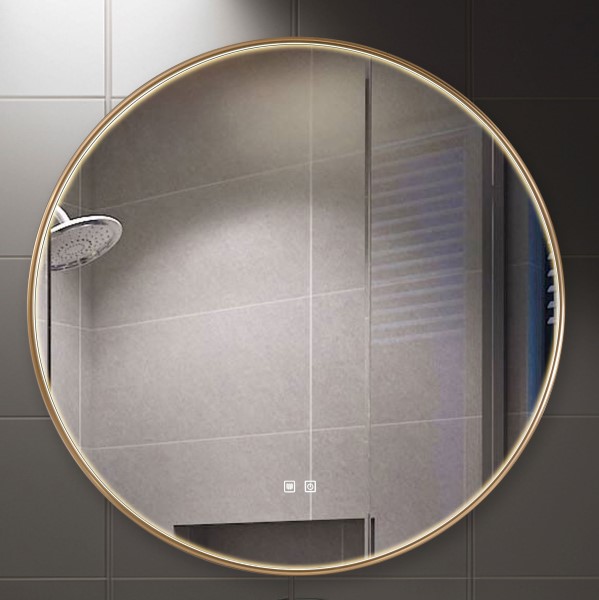 (image for) LED Round Bathroom Mirror - Gold